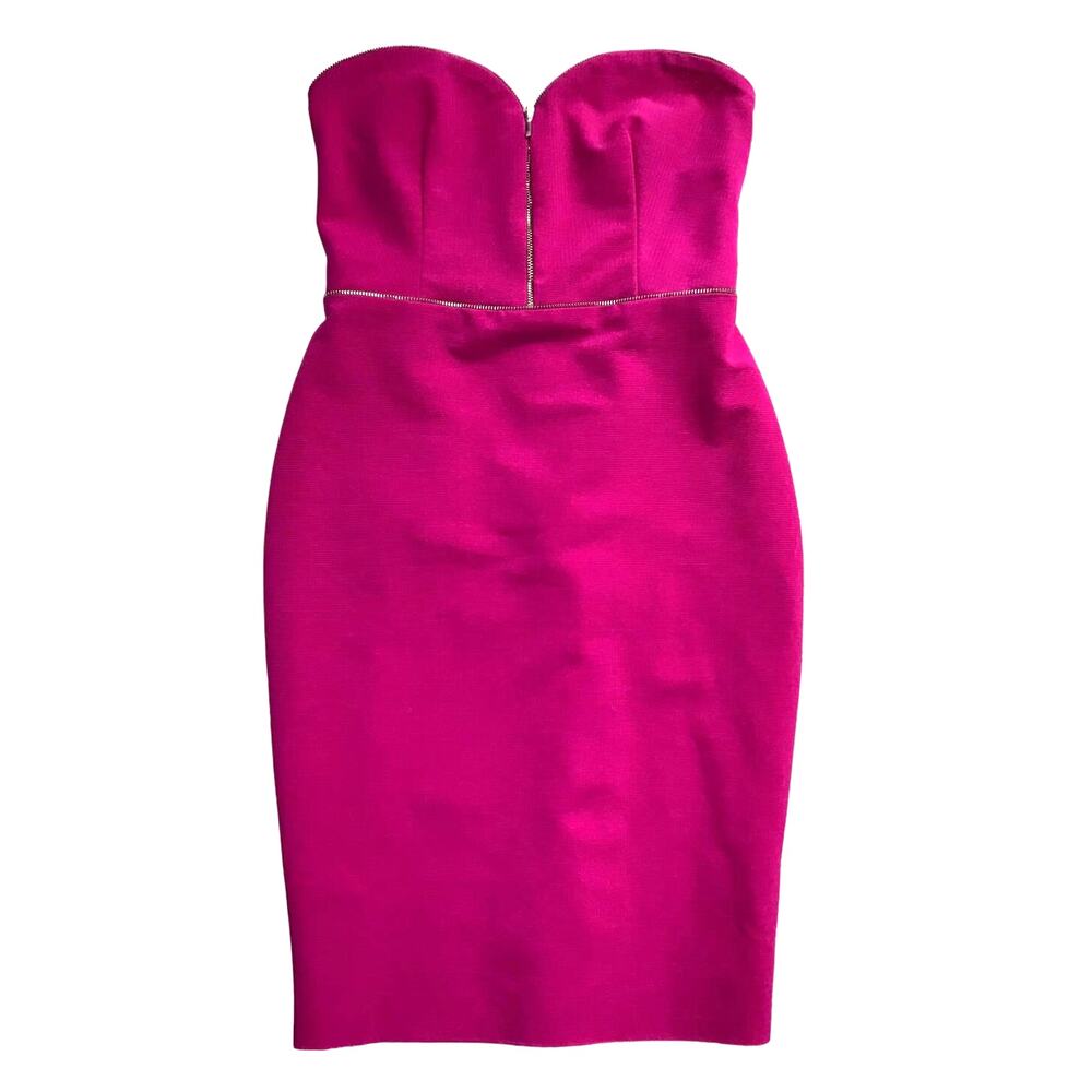 Bec & Bridge Argon Bustier Barbiecore Zipper Detail Strapless Straight Dress  4
